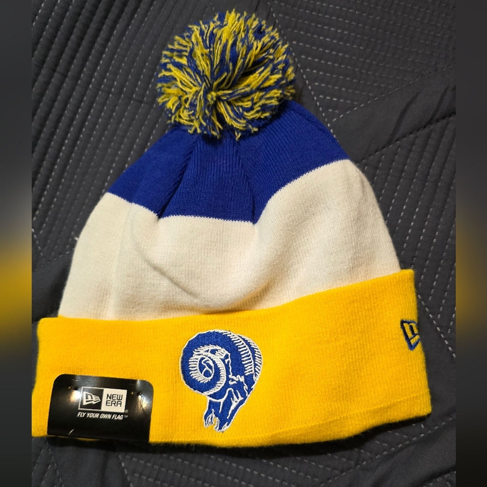 New Era Blue, White, and Yellow Beanie
